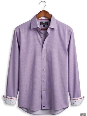 ButterCloth Purple Micro Check Button-Down Cotton Shirt Men’s 2XL